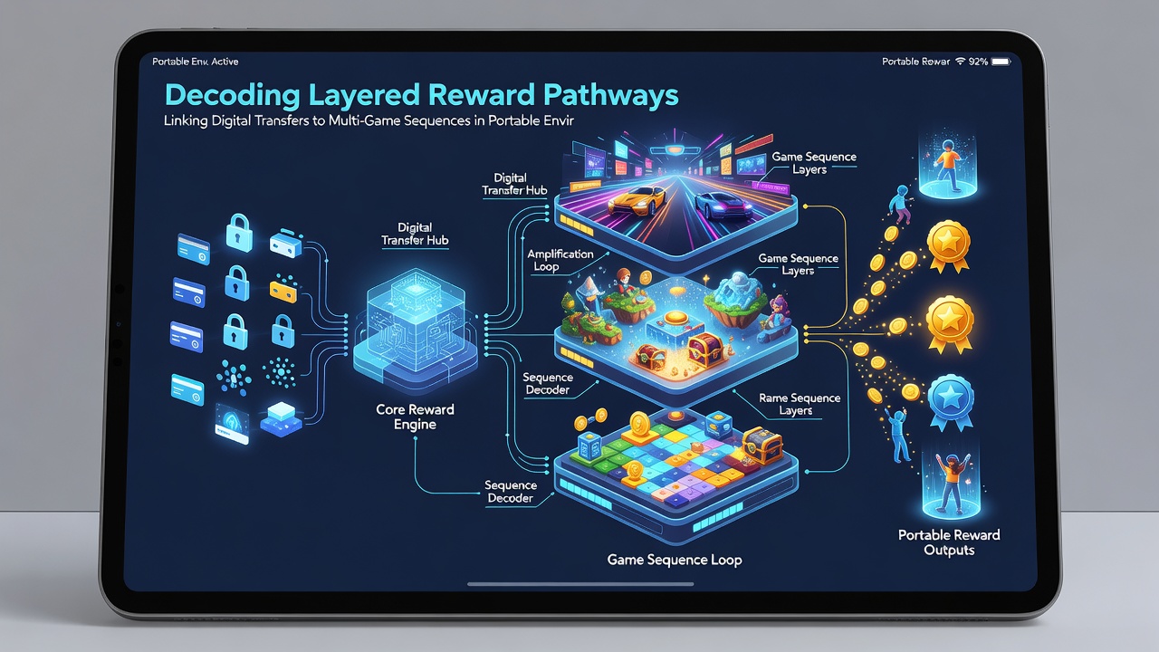Diagram illustrating connections between digital transfers and sequential gameplay in mobile environments