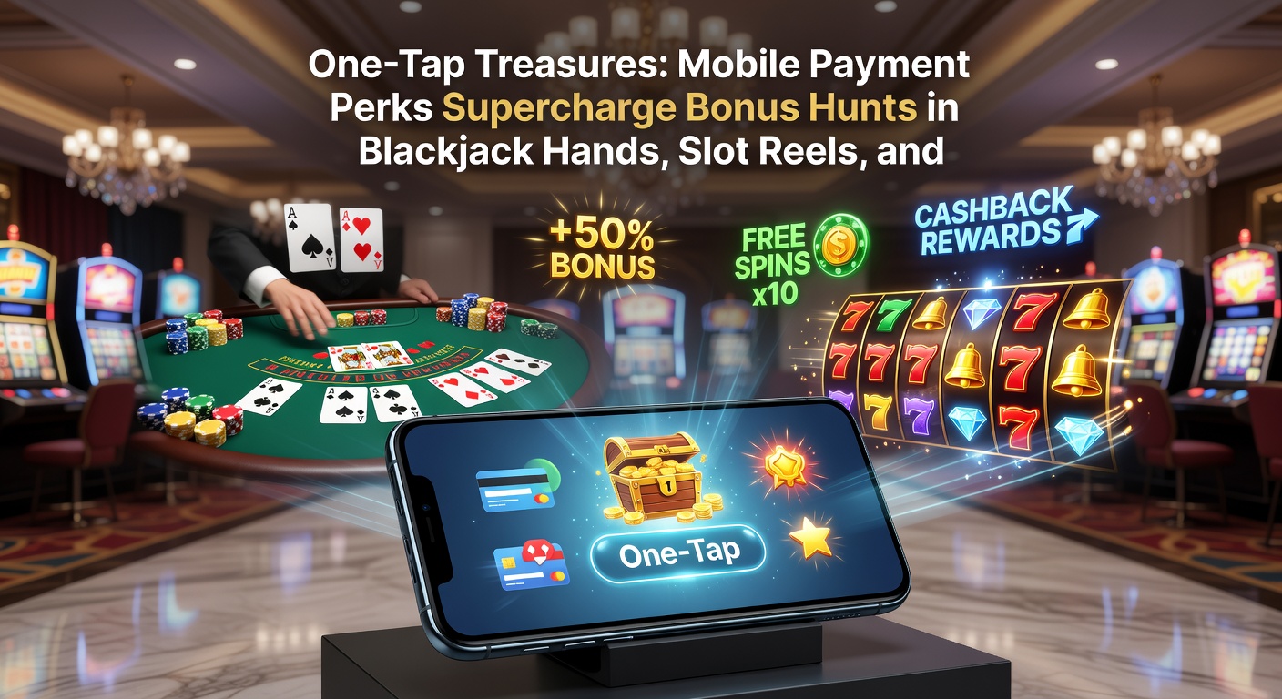 Close-up of a blackjack table on a mobile device with a one-tap payment notification overlay, showing cards and chips ready for bonus-enhanced play