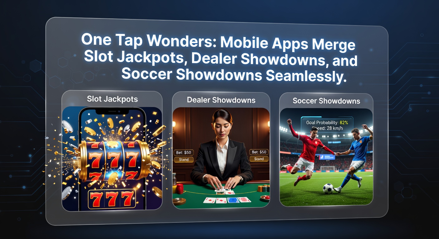Close-up of app interface showing slot jackpot ticker, live dealer blackjack hand, and live soccer score overlay