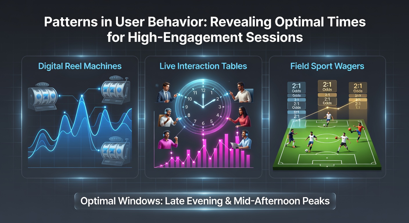 Infographic showing peak engagement hours across digital reel machines, live tables, and sports wagers based on user behavior data
