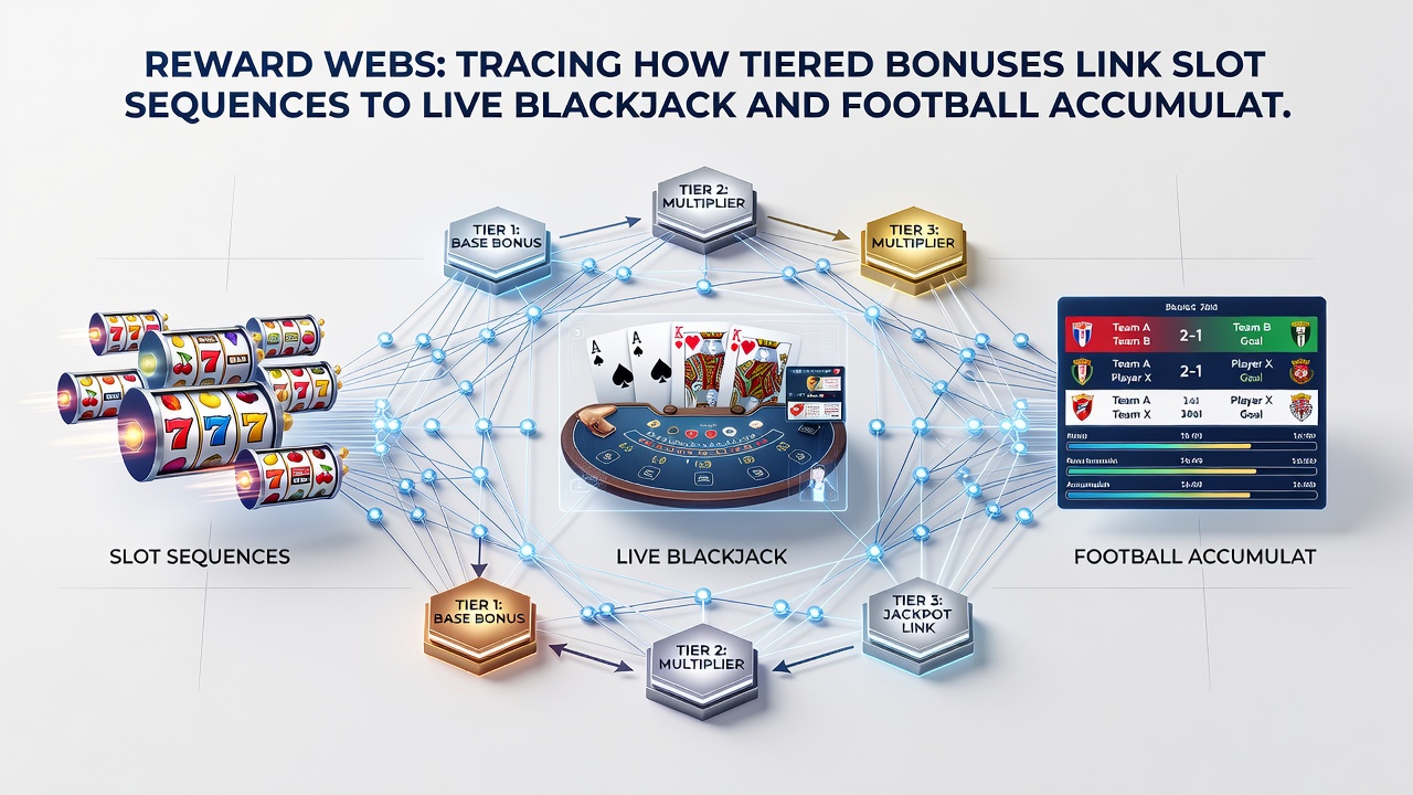Illustration of mobile payment flow linking different casino game categories adn bonus tiers