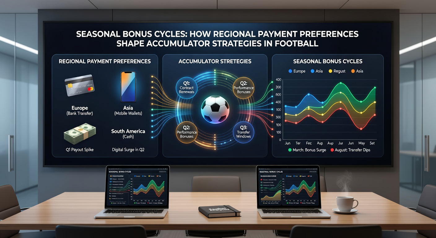 Chart depicting regional payment preferences affecting accumulator strategies in soccer markets and card tables during bonus seasons