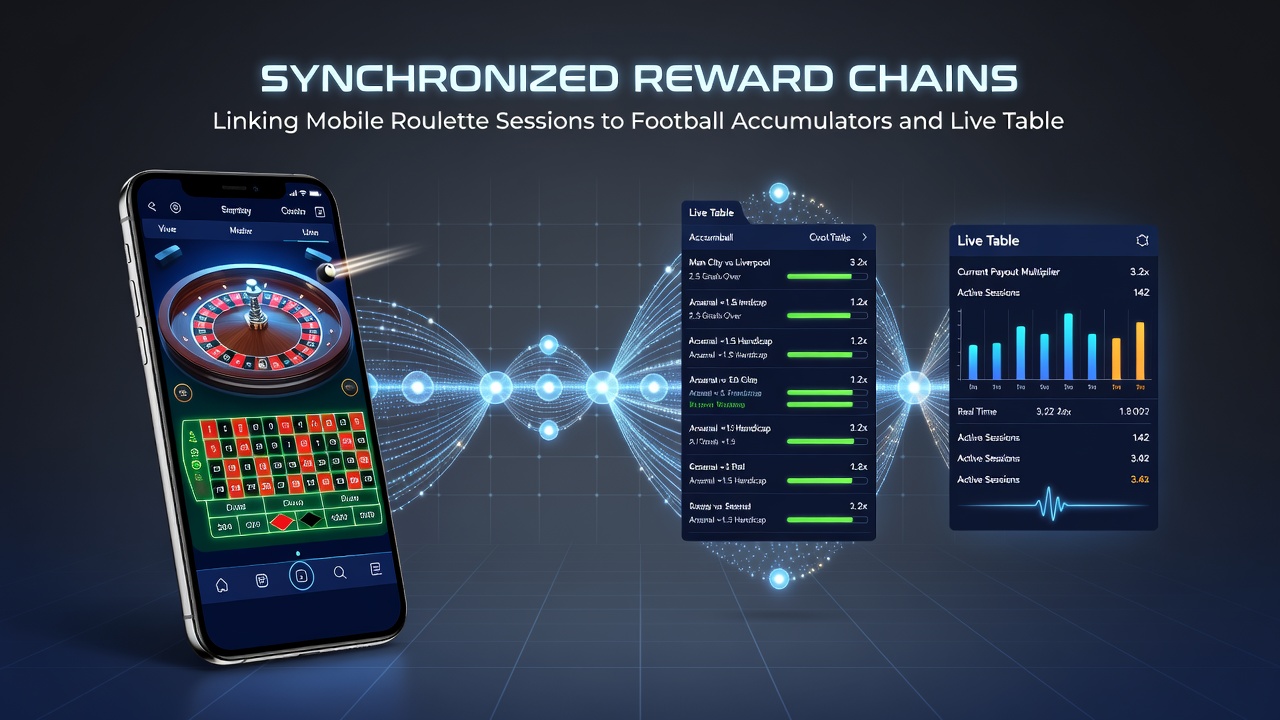 Dashboard view showing synchronized reward progress across roulette spins, football accumulator bets, and live table game incentives