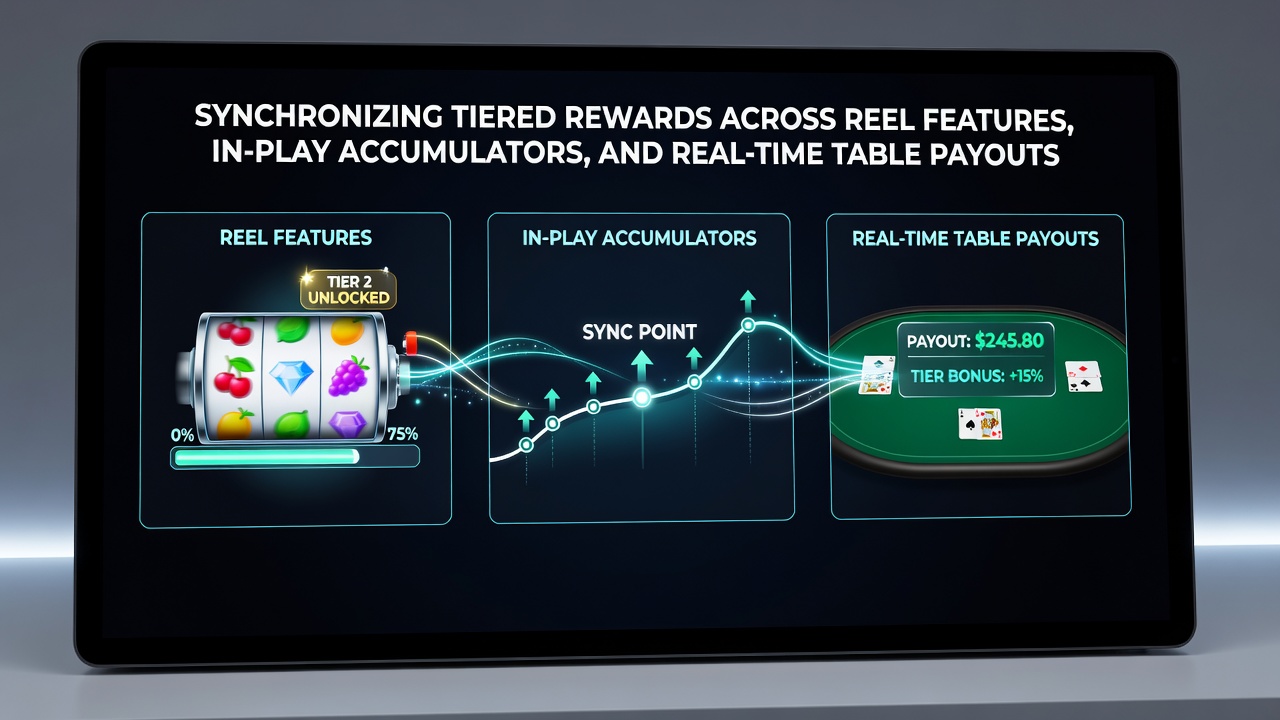Diagram depicting digital transfer flows between slot reels, accumulator bets, and live table games