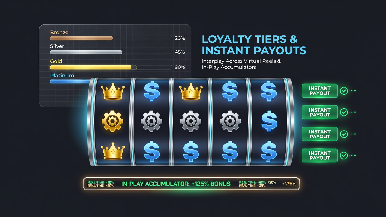 Mobile screen showing instant payout confirmation alongside loyalty tier status for slots and live betting